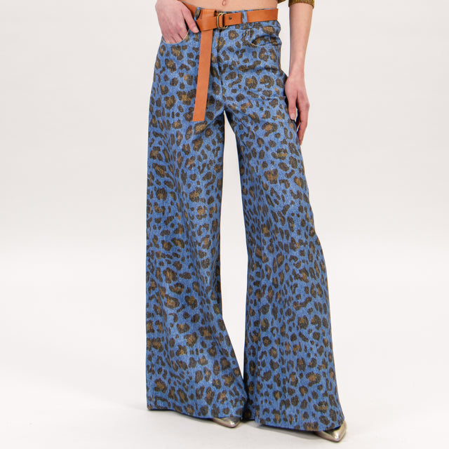 Dixie-Pantalone maculato cotone elasticizzato - azzurro/olio