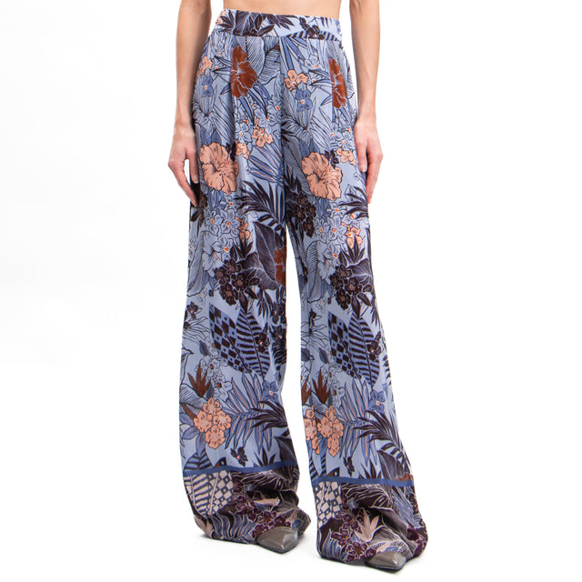 Dixie-Floral patterned trousers with elastic back - jeans/dark brown/cocoa