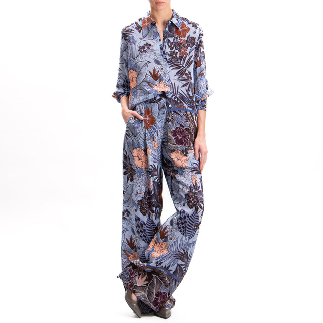 Dixie-Floral patterned trousers with elastic back - jeans/dark brown/cocoa