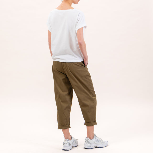 Zeroassoluto-Pantalone LORY baggy elasticizzato - kaky
