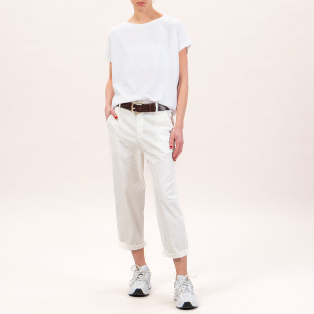 Zeroassoluto-Pantalone LORY baggy elasticizzato - off white