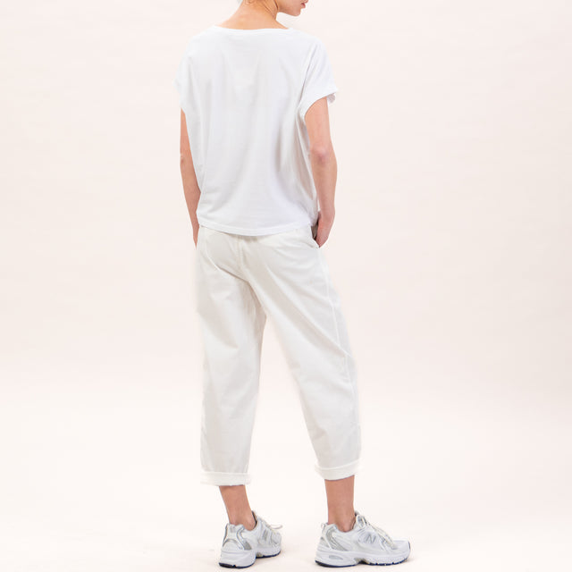 Zeroassoluto-Pantalone LORY baggy elasticizzato - off white