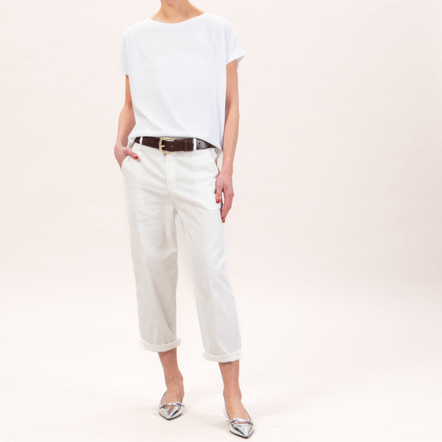 Zeroassoluto-Pantalone LORY baggy elasticizzato - off white