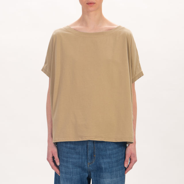 Zeroassoluto-T-shirt scatola in cotone stone wash - corda