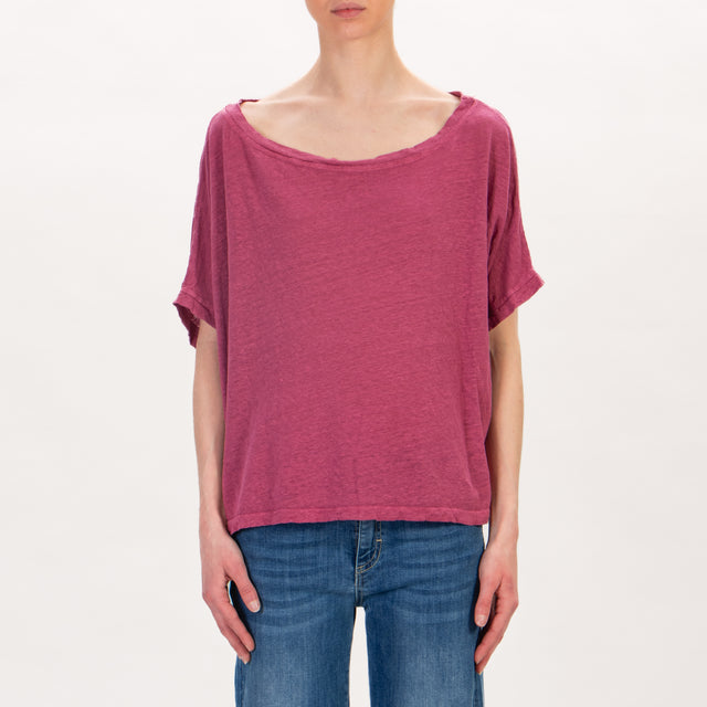 Zeroassoluto-T-shirt scatola in lino - rose