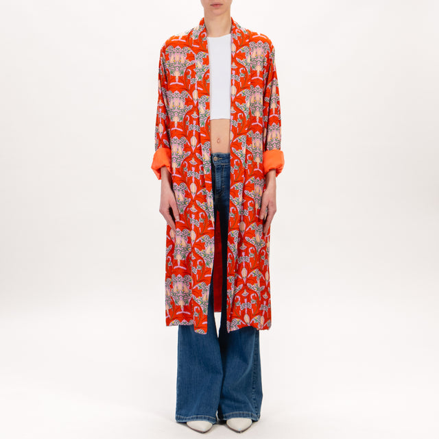 Wu'side-Kimono fantasia - papavero/arancio