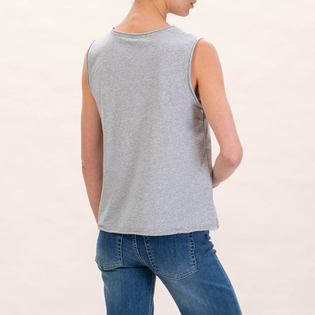 Zeroassoluto-T-shirt smanicata in cotone - grigio melange