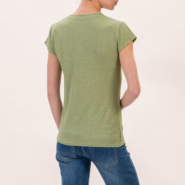 Zeroassoluto-T-shirt lurex - avocado
