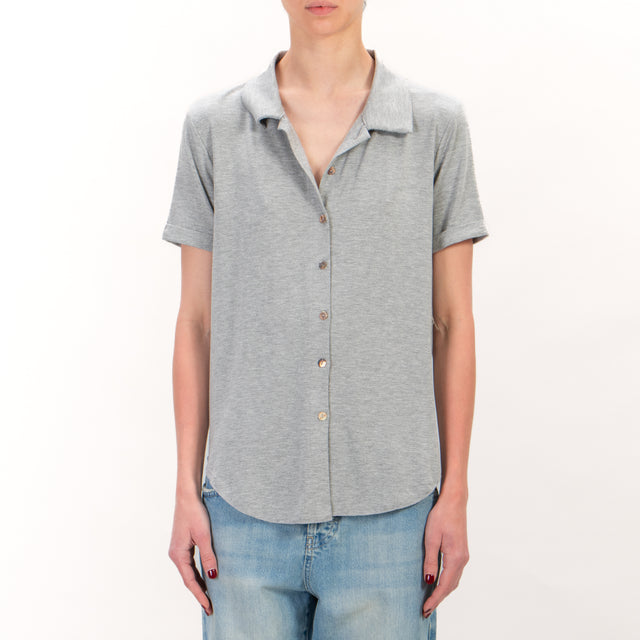 Zeroassoluto-Camicia CARLY mezza manica in jersey - grigio melange