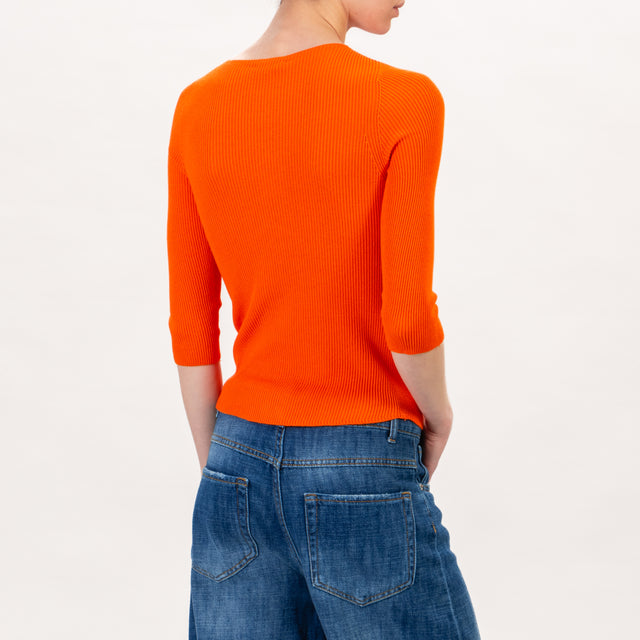 Zeroassoluto-Maglia girocollo a costine - orange