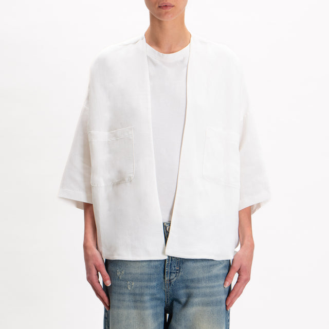 Zeroassoluto-Kimono JULI misto lino taglio vivo - off white