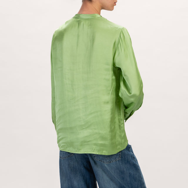 Zeroassoluto-Camicia LEA collo coreana in satin - menta