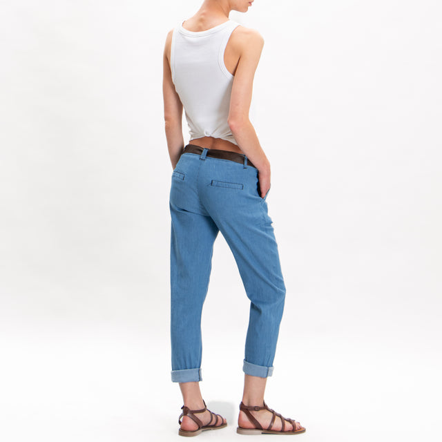 Zeroassoluto-Pantalone LOIS chambray chino - denim medio