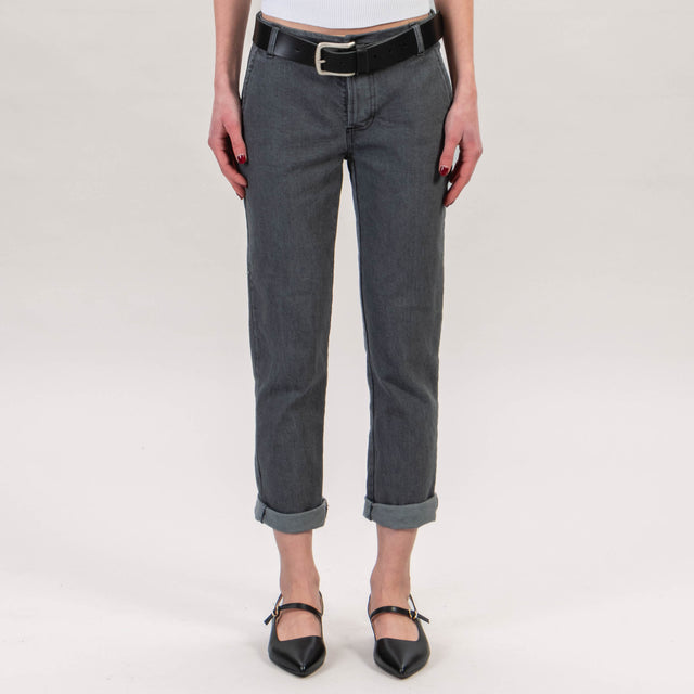 Zeroassoluto-Pantalone LOIS chino tela jeans - denim grigio