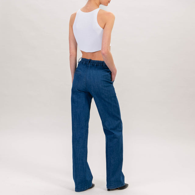 Zeroassoluto-Pantalone LUCE palazzo tela jeans - denim