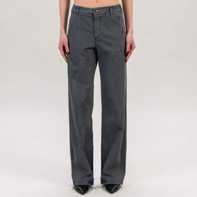 Zeroassoluto-Pantalone LUCE palazzo tela jeans - denim grigio