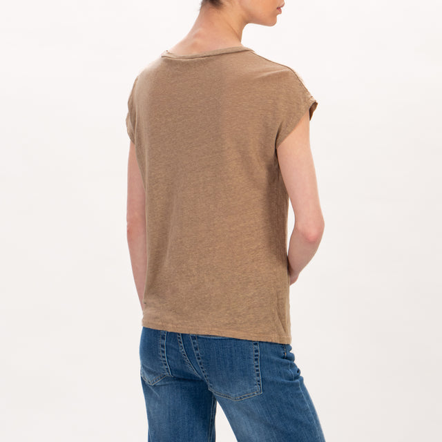 Zeroassoluto -T-shirt scollo V in lino - corda