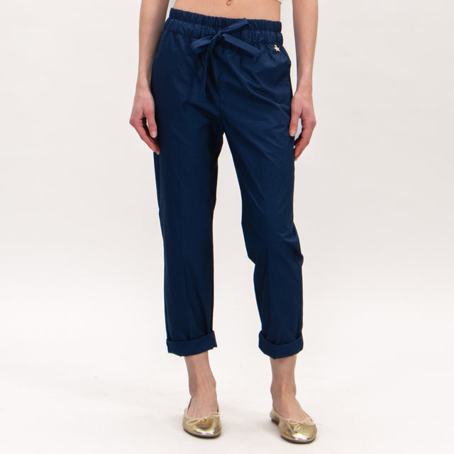 Souvenir-Pantalone popeline elastico con coulisse - blu