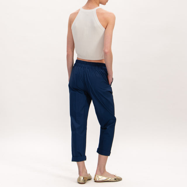 Souvenir-Pantalone popeline elastico con coulisse - blu