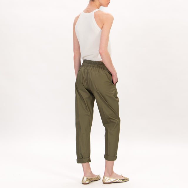 Souvenir-Pantalone popeline elastico con coulisse - militare