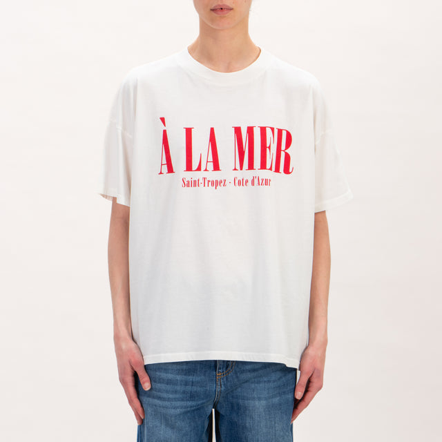 Vicolo-T-shirt " A' LA MER " - latte/rosso