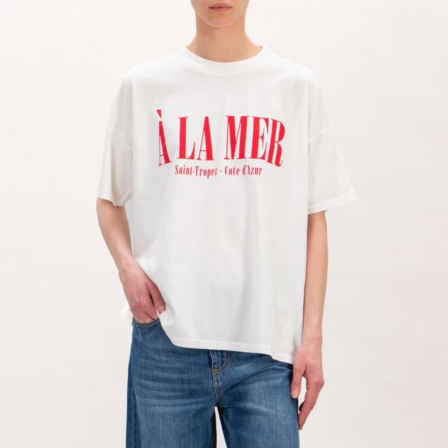 Vicolo-T-shirt " A' LA MER " - latte/rosso