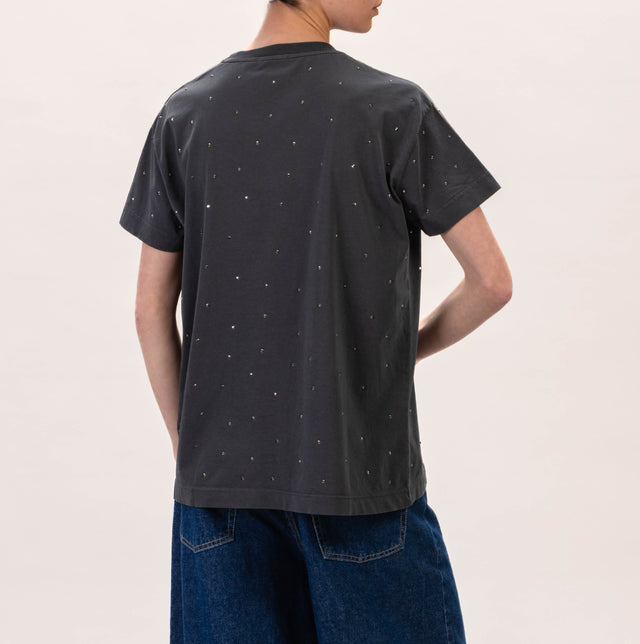Vicolo-T-shirt cotone stone wash dettaglio borchie - lavagna