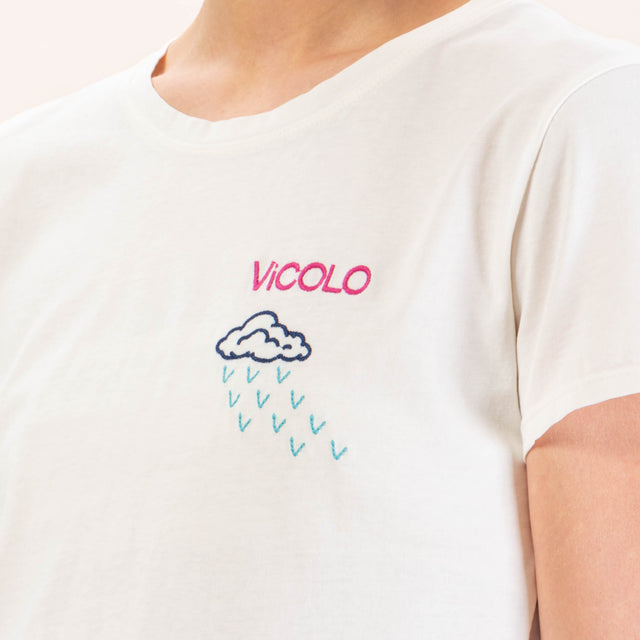 Vicolo-T-shirt nuvola pioggia - latte/fucsia/blu
