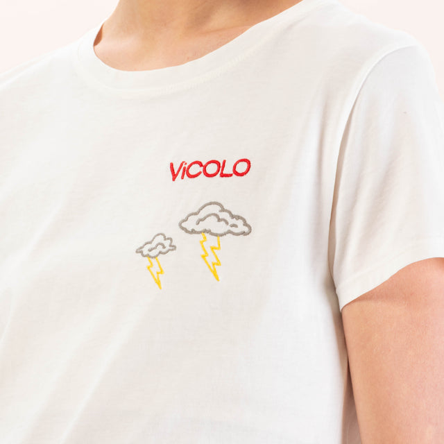 Vicolo-T-shirt nuvola fulmine - latte/india/grigio