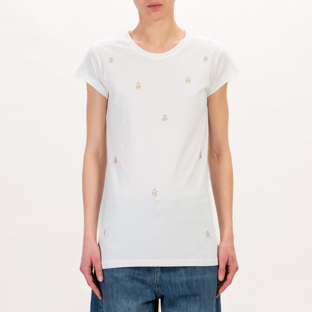 Vicolo-T-shirt con applicazioni - latte