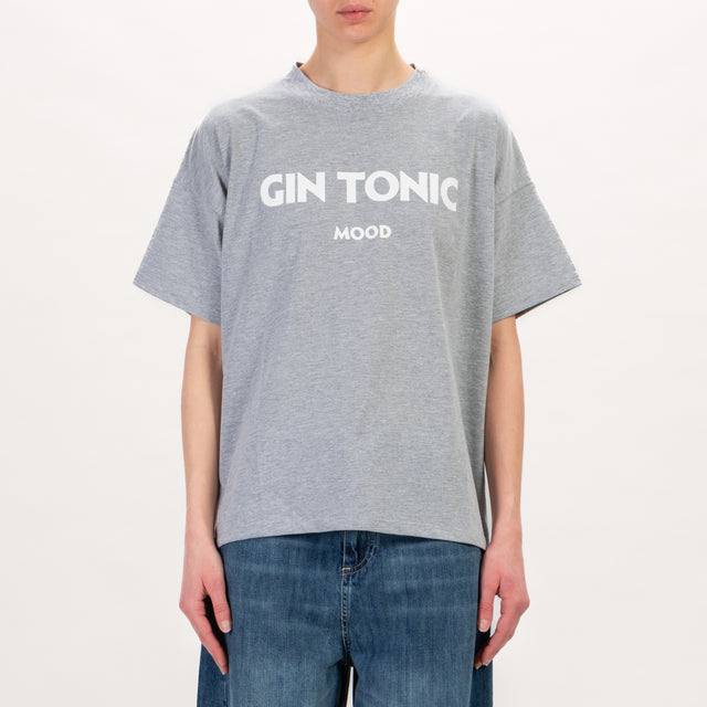 Vicolo-T-shirt GIN TONIC MOOD - grigio/bianco