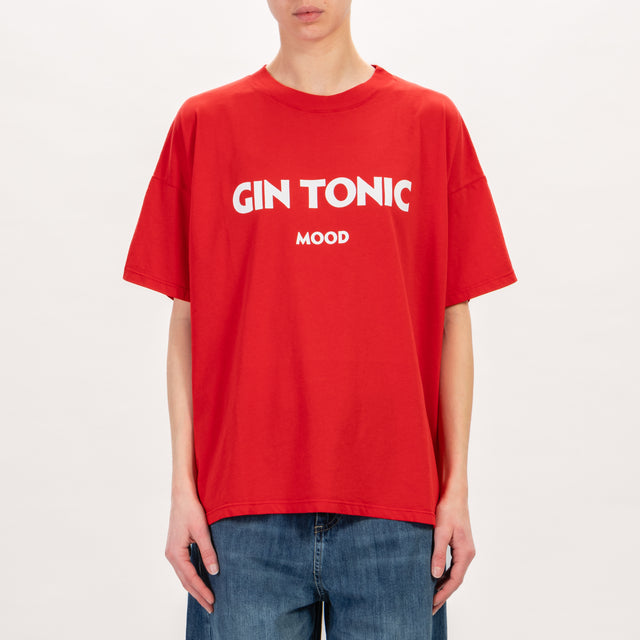 Vicolo-T-shirt GIN TONIC MOOD - rosso/bianco