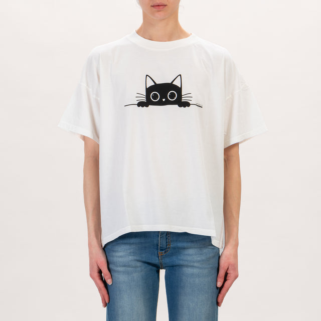 Vicolo-T-shirt gatto - latte