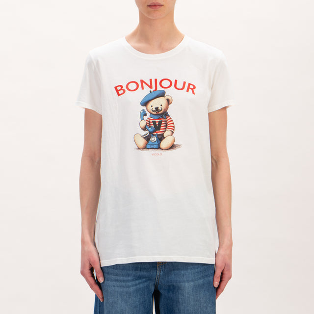 Vicolo-T-shirt orsetto BONJOUR - burro