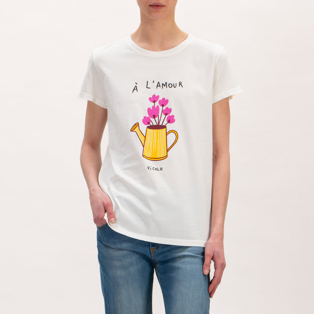 Vicolo-T-shirt "A' L'AMOUR" - burro