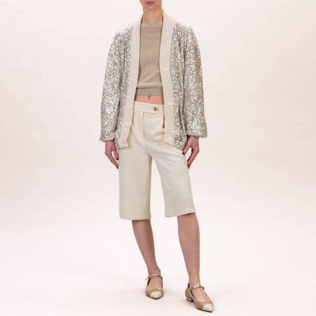 Tensione in-Bomber paillettes - sand/argento