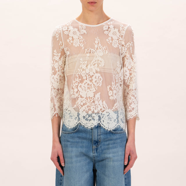 Tensione in-Blusa in pizzo - latte