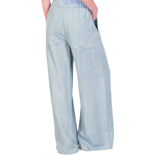 Tensione in-Pantalone chambray elastico in vita - denim chiaro