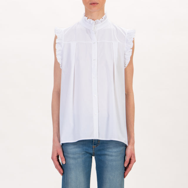 Souvenir-Camicia smanicata con rouches - Bianco