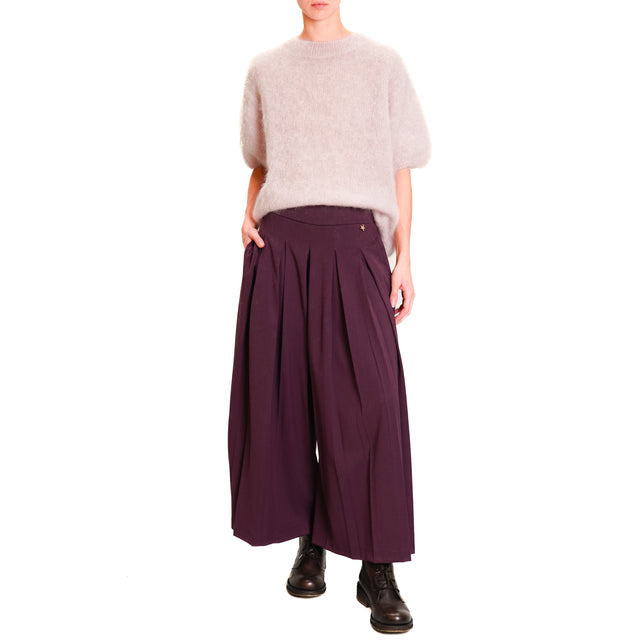 Souvenir-Pleated elastic back skirt - Bordeaux