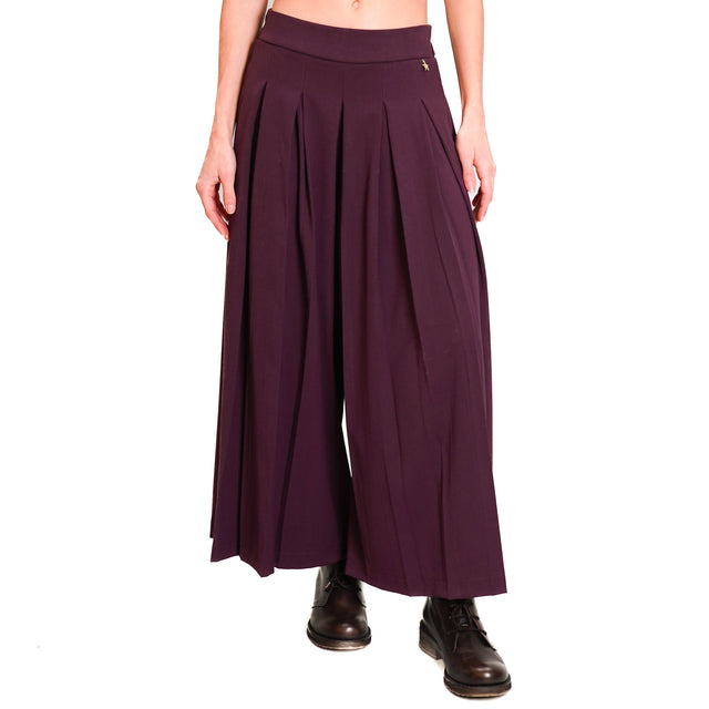 Souvenir-Pleated elastic back skirt - Bordeaux