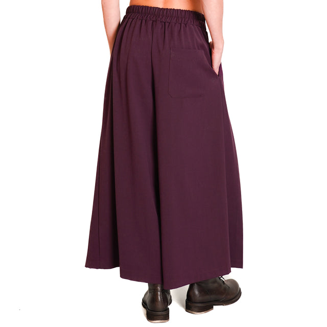 Souvenir-Pleated elastic back skirt - Bordeaux