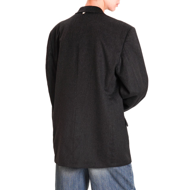 Souvenir-Double-breasted jacket with pins - black