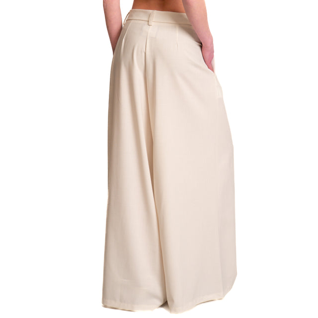 Souvenir-Pantalone wide leg con pinces - panna