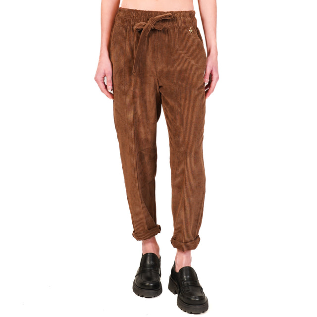 Souvenir-Pantalone velluto 500 righe con coulisse - cioccolato