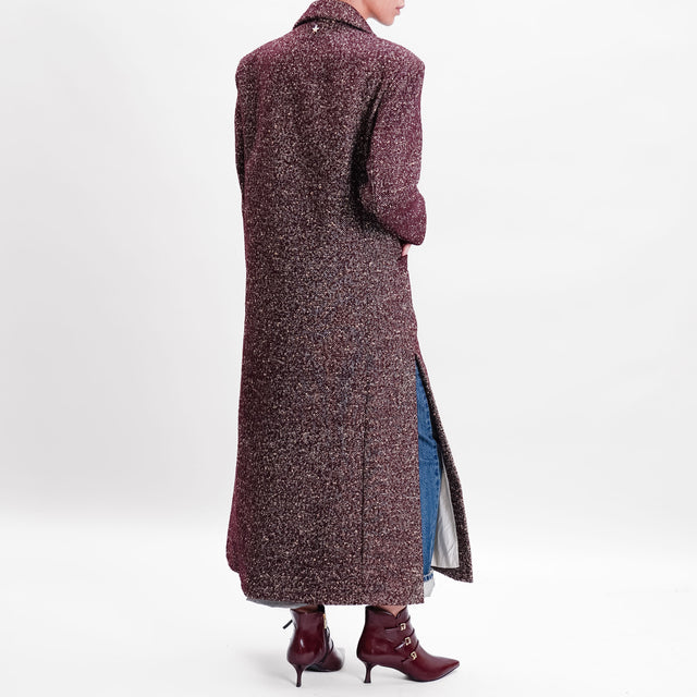 Souvenir-Cappotto tweed spacchi laterali - bordeaux/burro