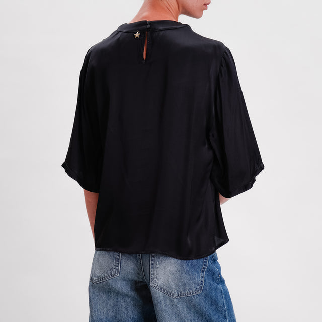 Souvenir-Blusa in satin - nero