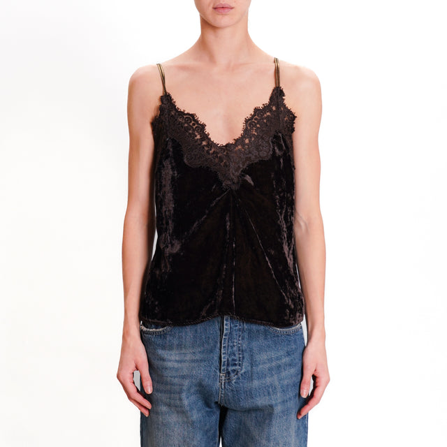 Souvenir-Top in velvet with adjustable straps - dark brown