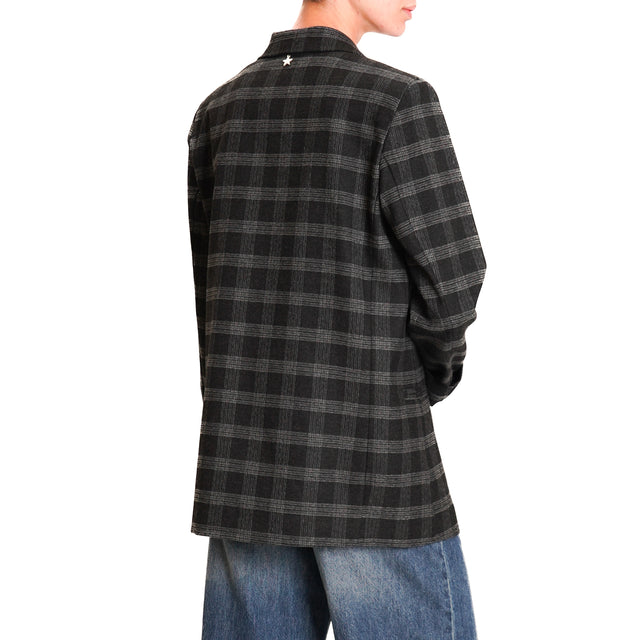 Souvenir-Double-breasted checked jacket with pins - black/anthracite