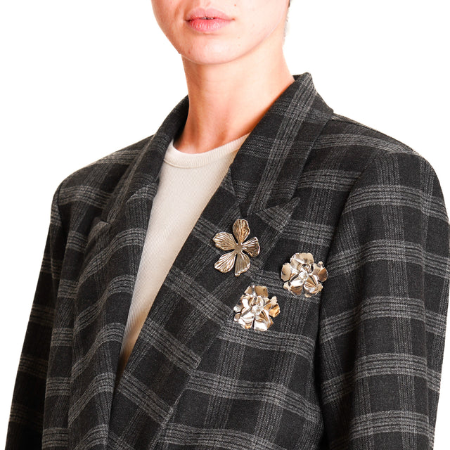 Souvenir-Double-breasted checked jacket with pins - black/anthracite